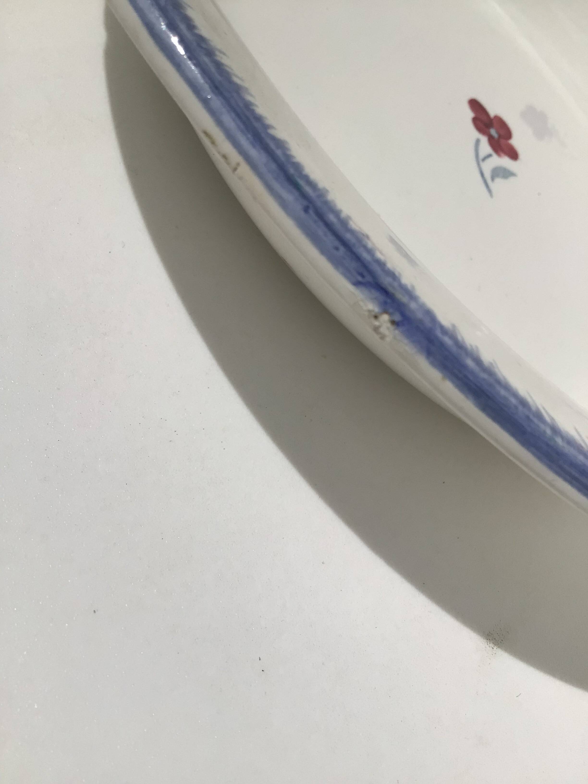 Mary Lou Digoin hollow dish blue edge diameter 25