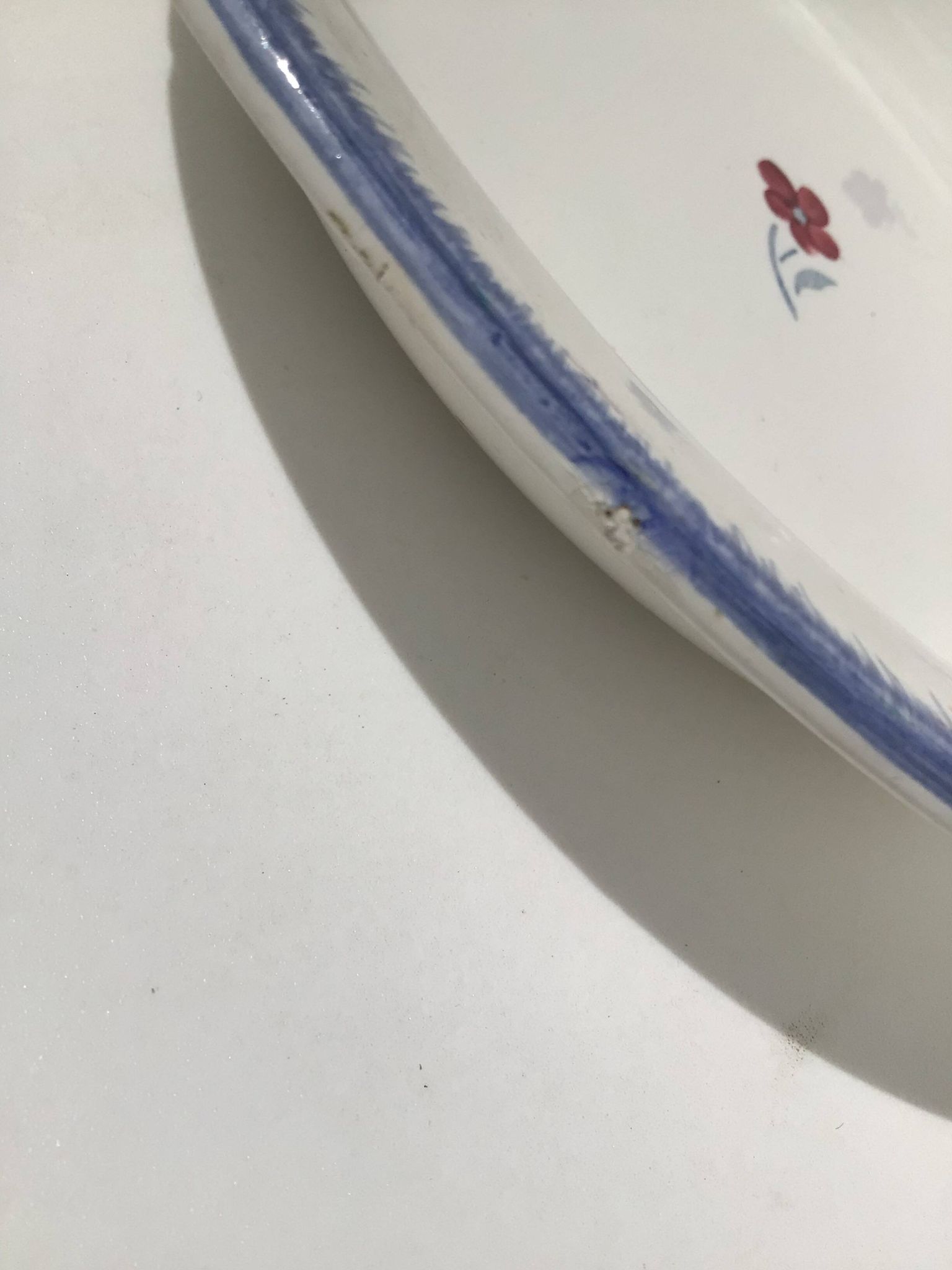 Mary Lou Digoin hollow dish blue edge diameter 25