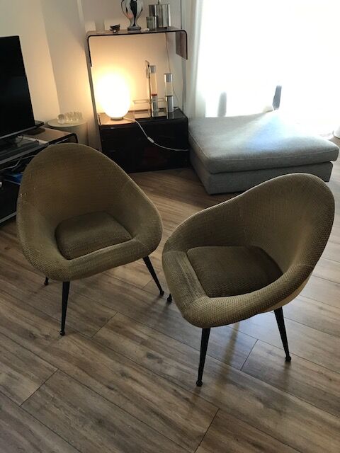 Pair of vintage cocktail armchairs 1960/1950