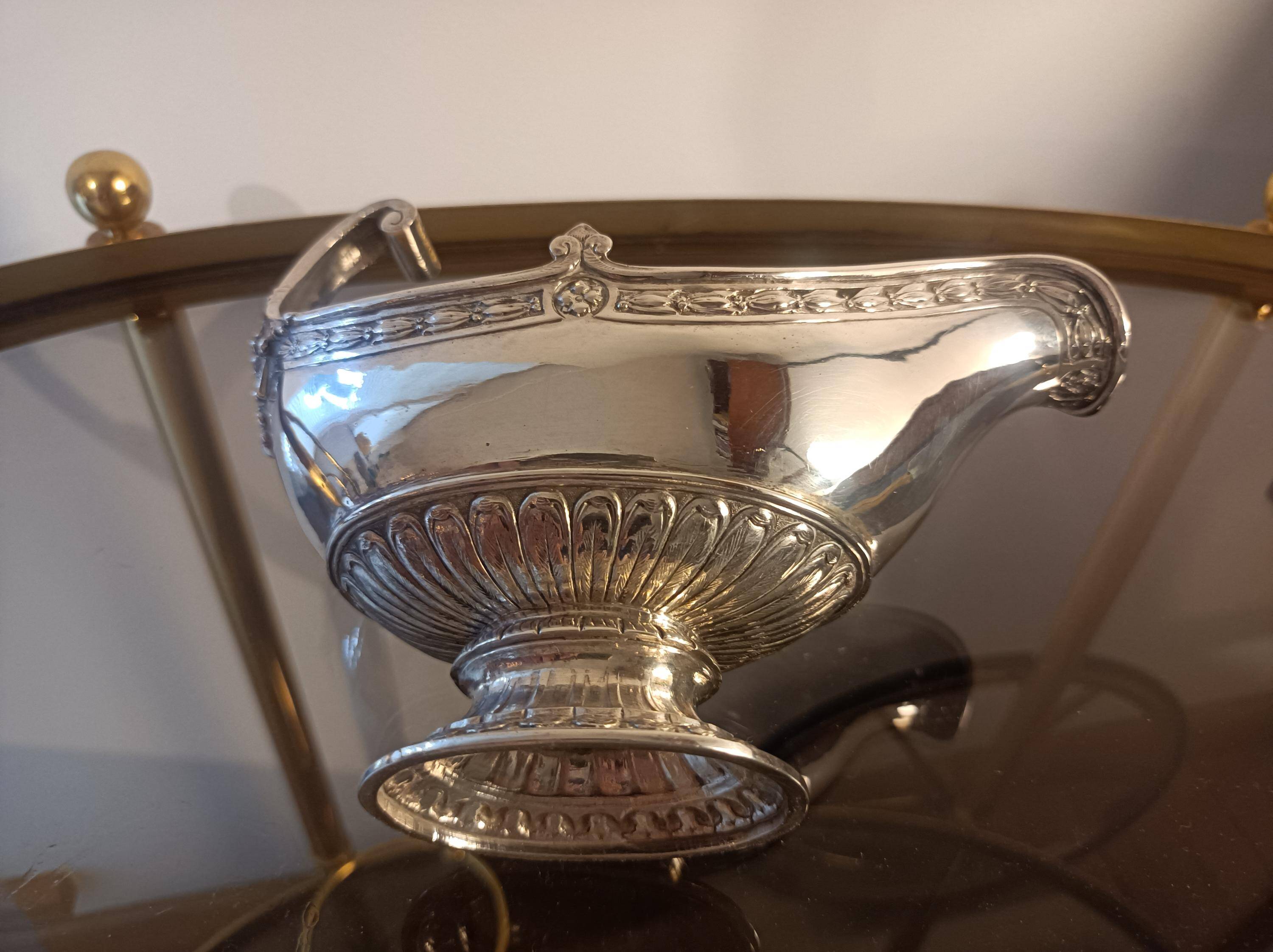 Silver sauceboat 800, Louis XVI style, Hanau around 1900