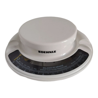 Vintage kitchen scale brand Soehnle in white plastic material