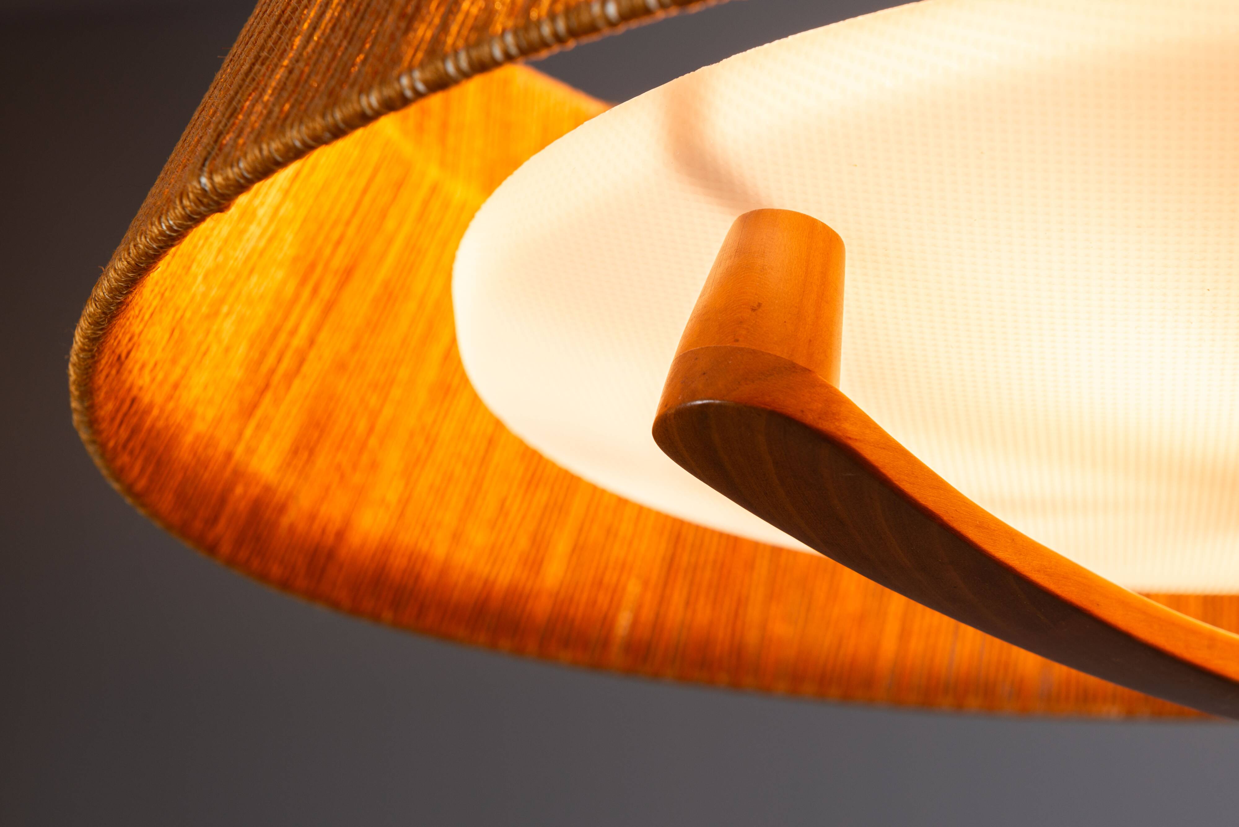 Temde teak and sisal pendant