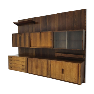 Rosewood wall unit by Kai Kristiansen for Feldballes Mobelfabrik, Denmark 1950's