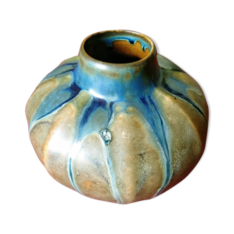 Flamed sandstone vase / signed 'G.Metenier'