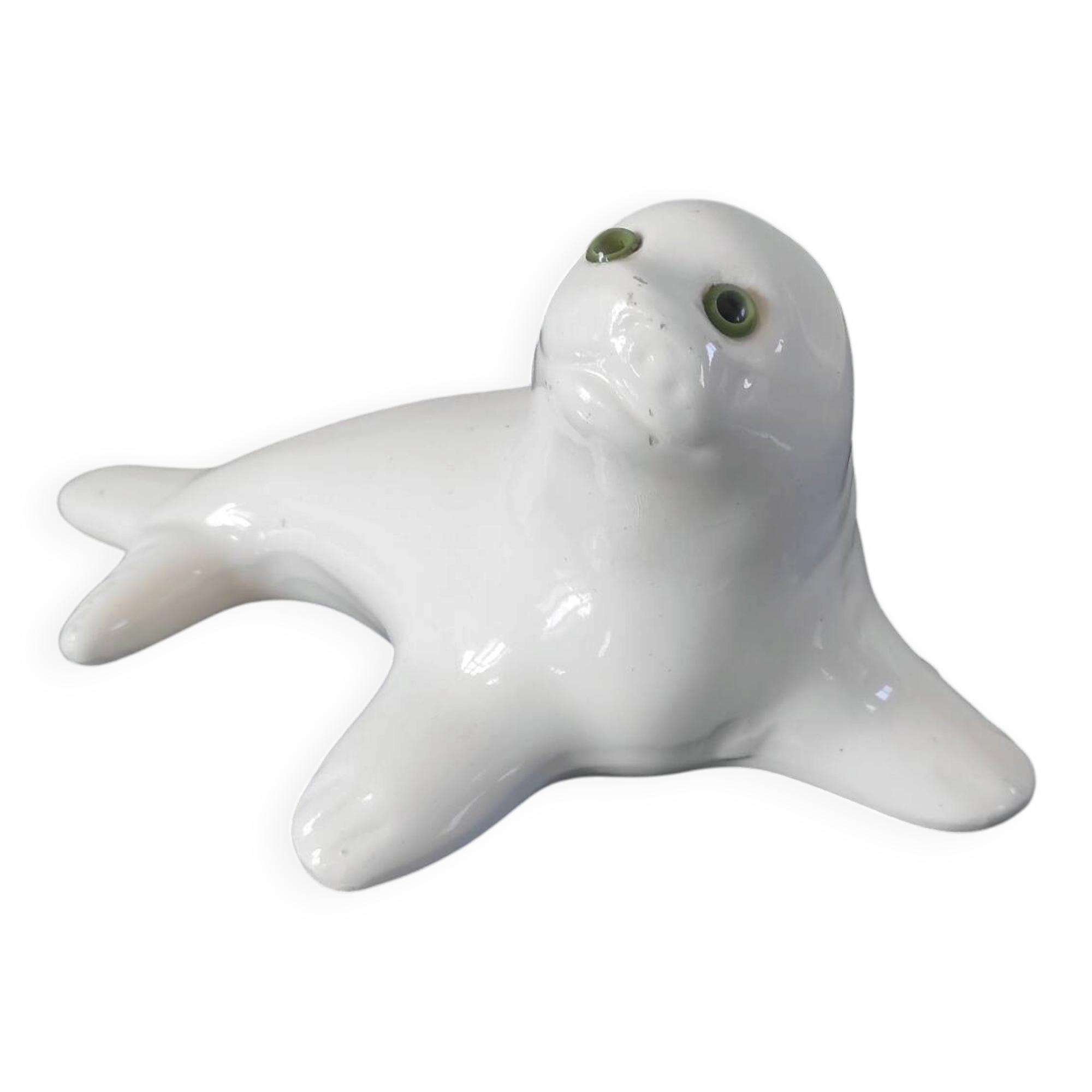 Ceramic glazed "blanchon" seal statuette from Alcobaça – Portugal