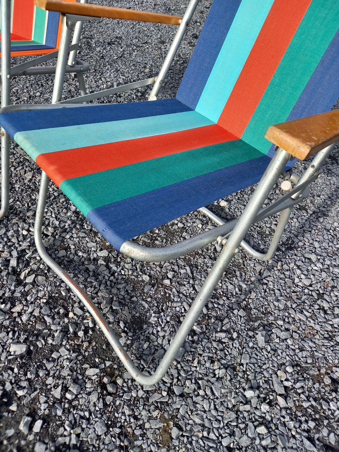 2 folding armchairs camping or beach vintage 1970