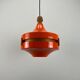 1970s orange Scandinavian suspension light in plexiglass shaped like a UFO.