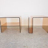 Pair of vintage smoked lucite perspex side tables