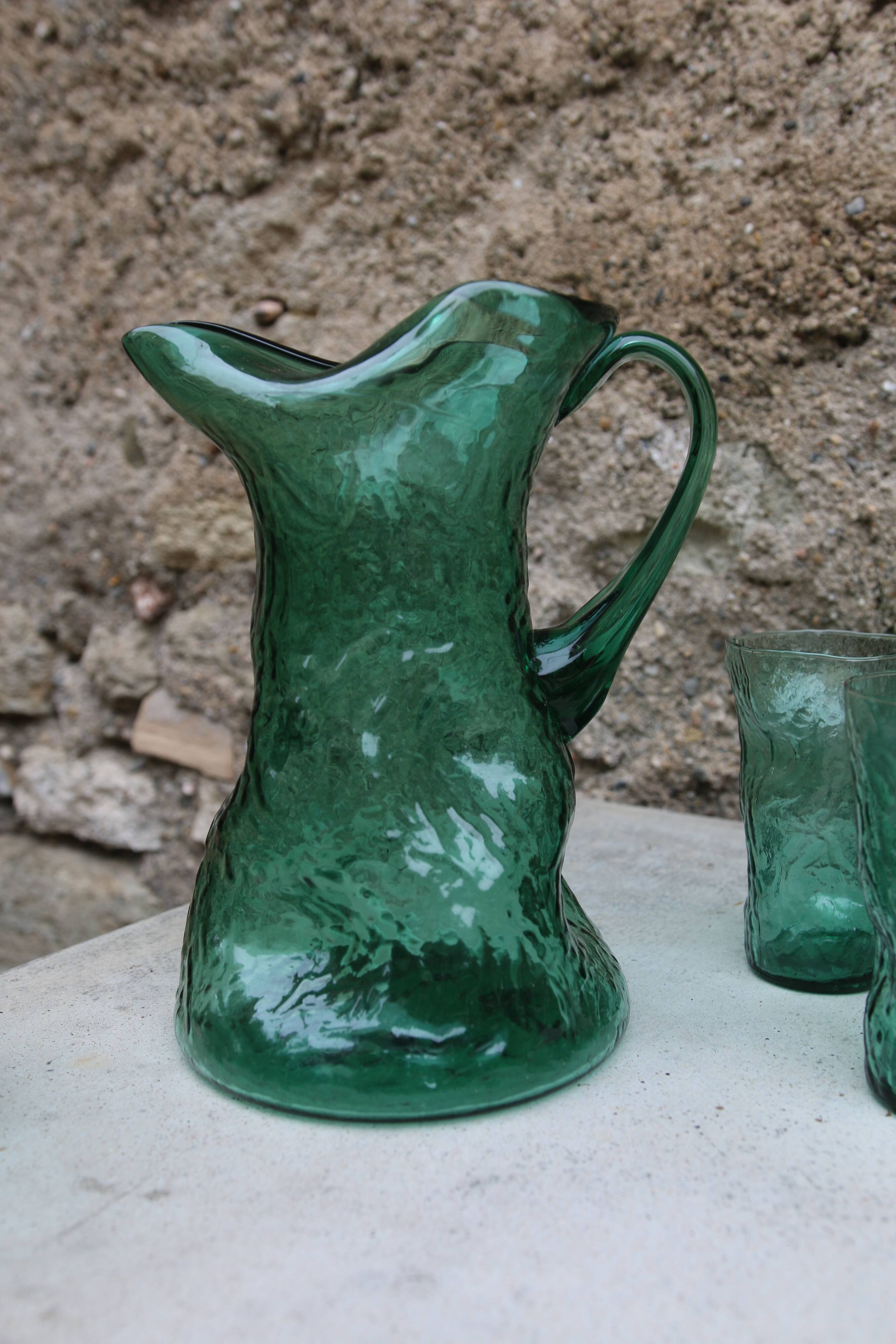 Vintage blown glass orangeade set