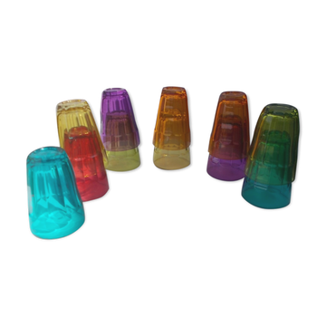 Set of 11 coloured glasses