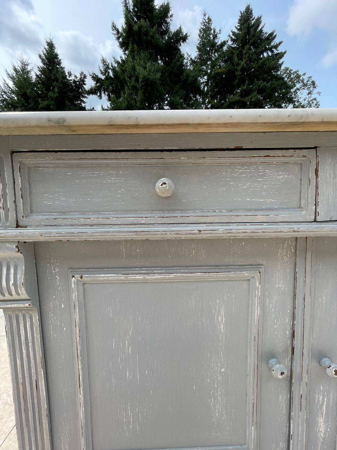 Antique bathroom cabinet with marble