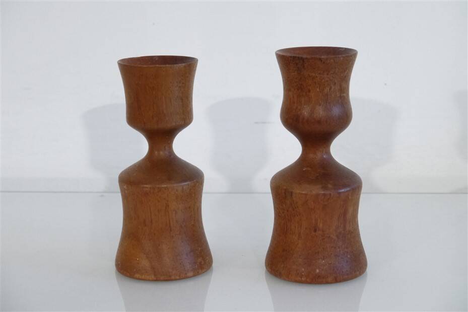 Pair of Danish teak candlesticks 1960
