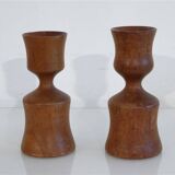 Pair of Danish teak candlesticks 1960
