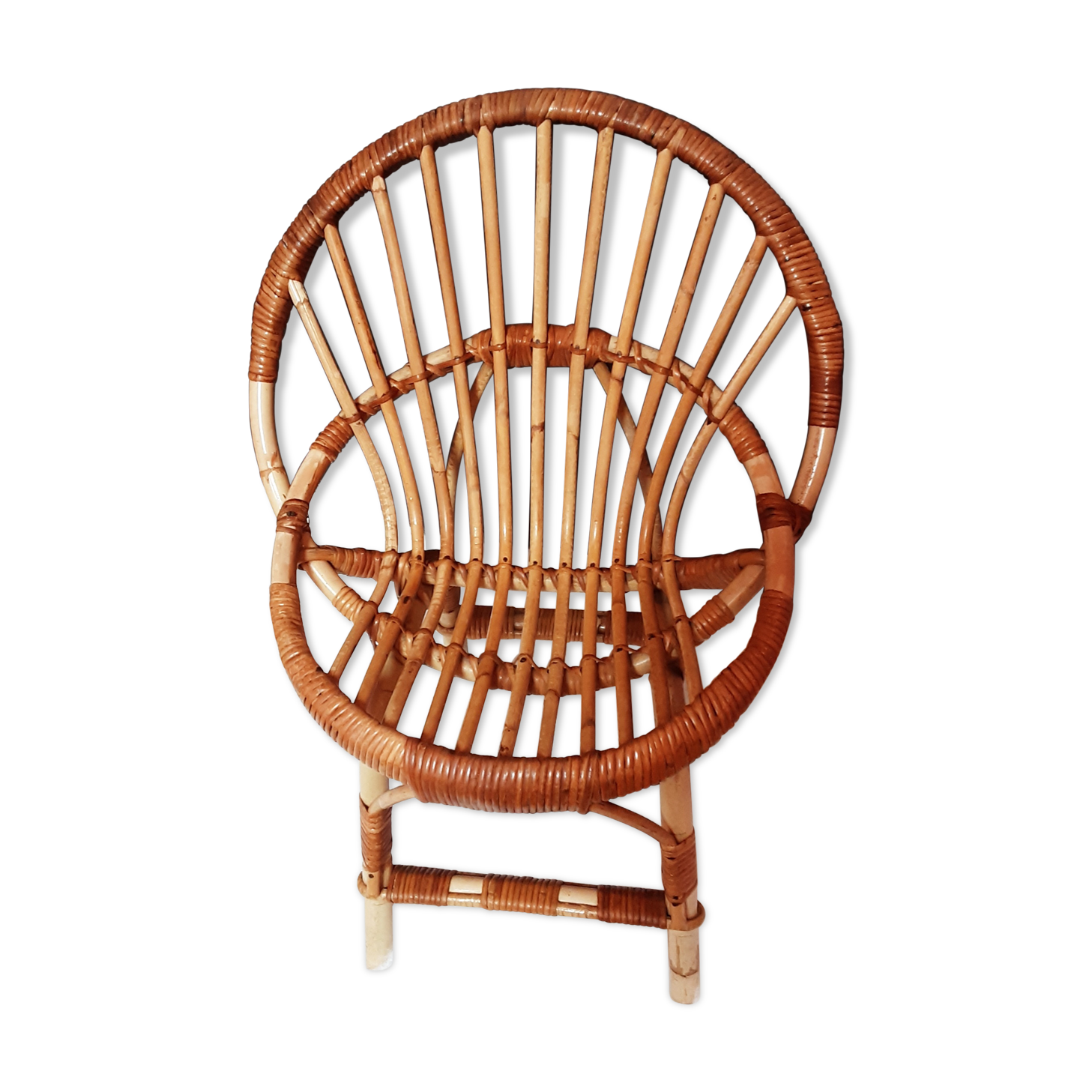 Fauteuil enfant en rotin vintage