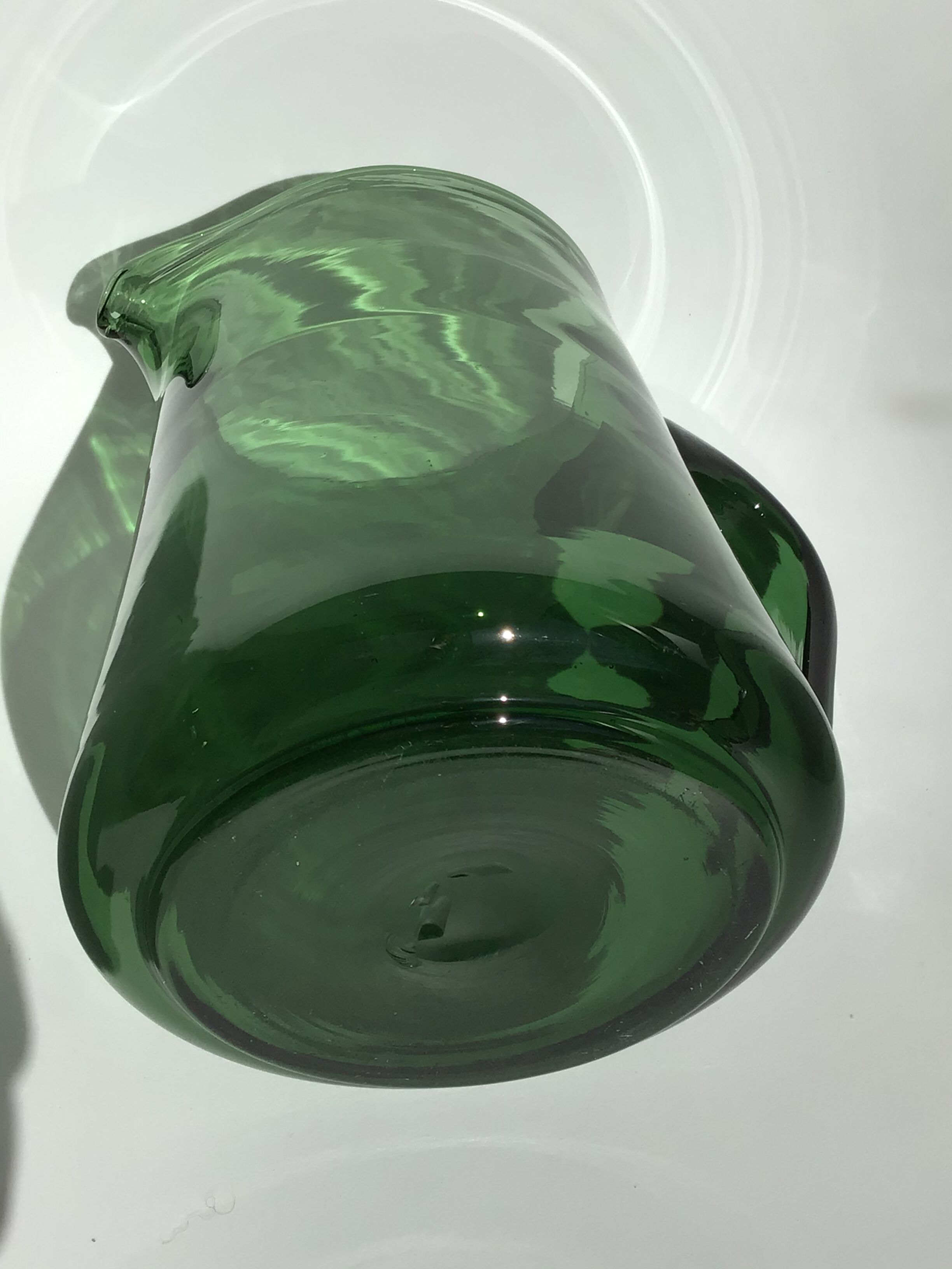 Pitcher glass blown mouth dark green