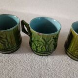 Three cups with saucers slurry decoration Bamboo
