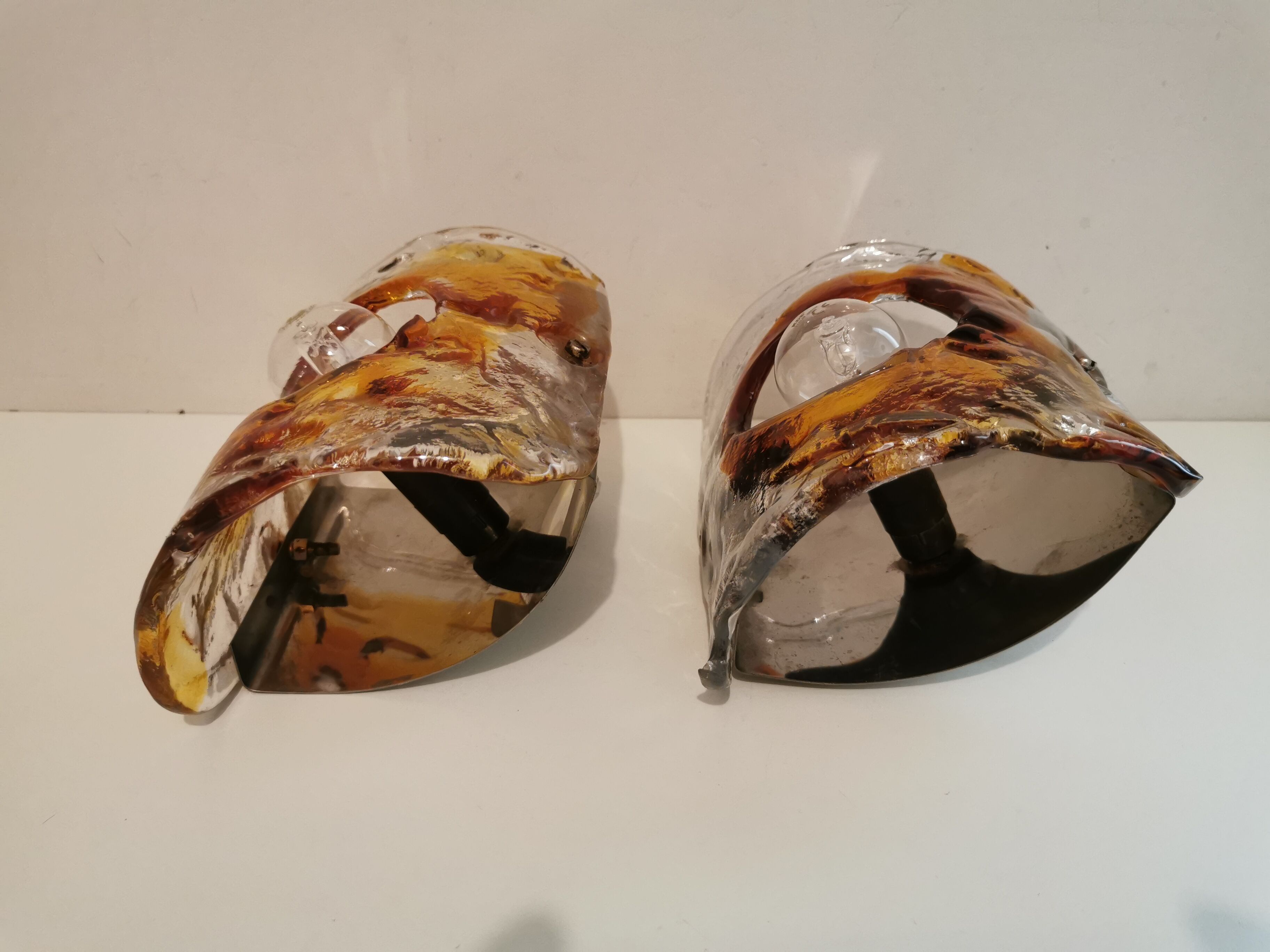 Pair of Murano glass sconces by Carlo Nason for Mazzega 70s