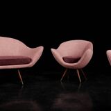 Vintage Mid-Century Space Age Velour Lounge Set from Paged, 1972, Set of 3