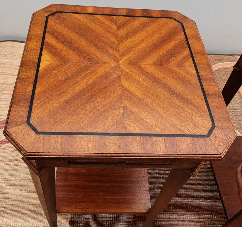 2 old bedside tables in marquetry