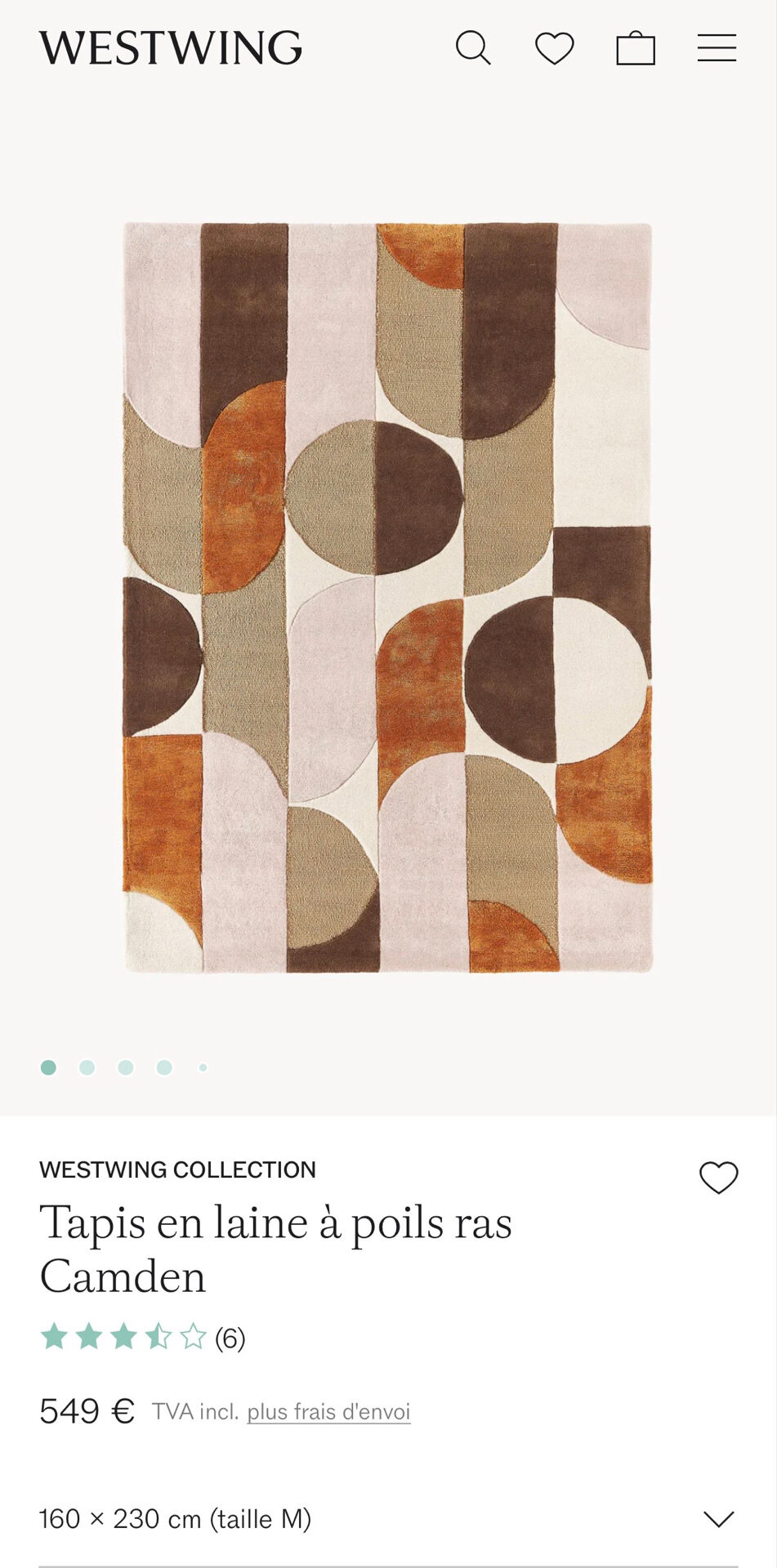 Camden wool rug westwing 160x230cm