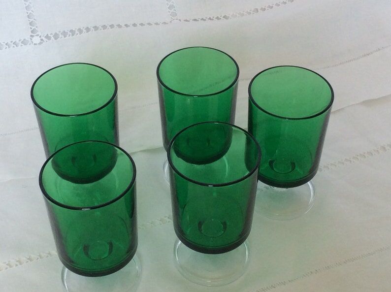 Set of 5 wine glasses Luminarc Arcoroc year 1970