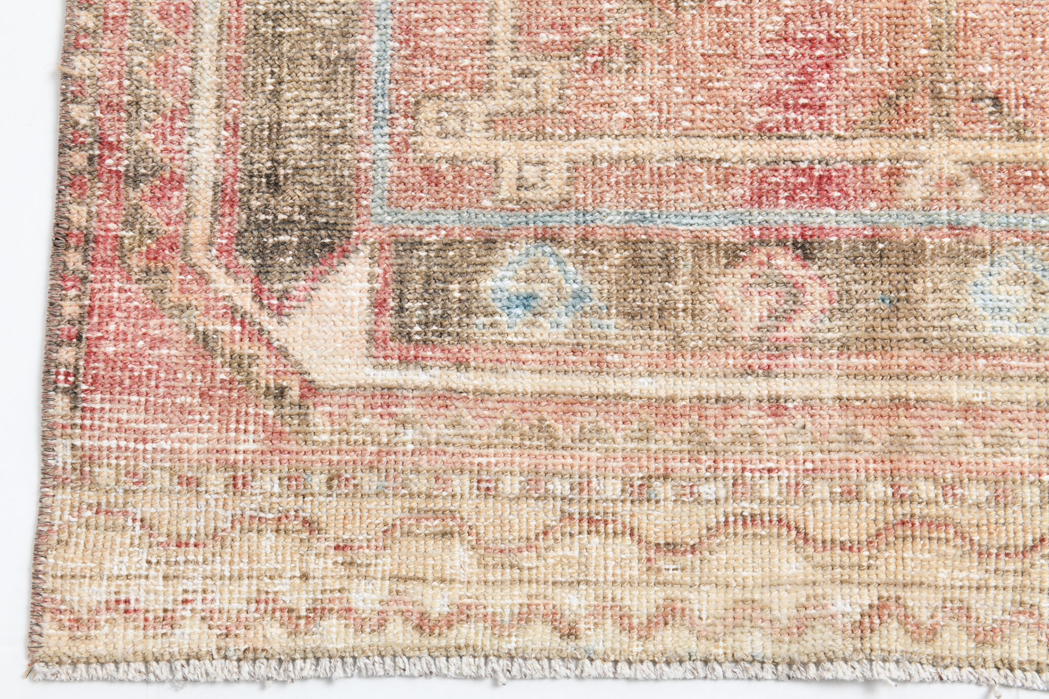 Brown red turkish runner rug, 90x336 cm