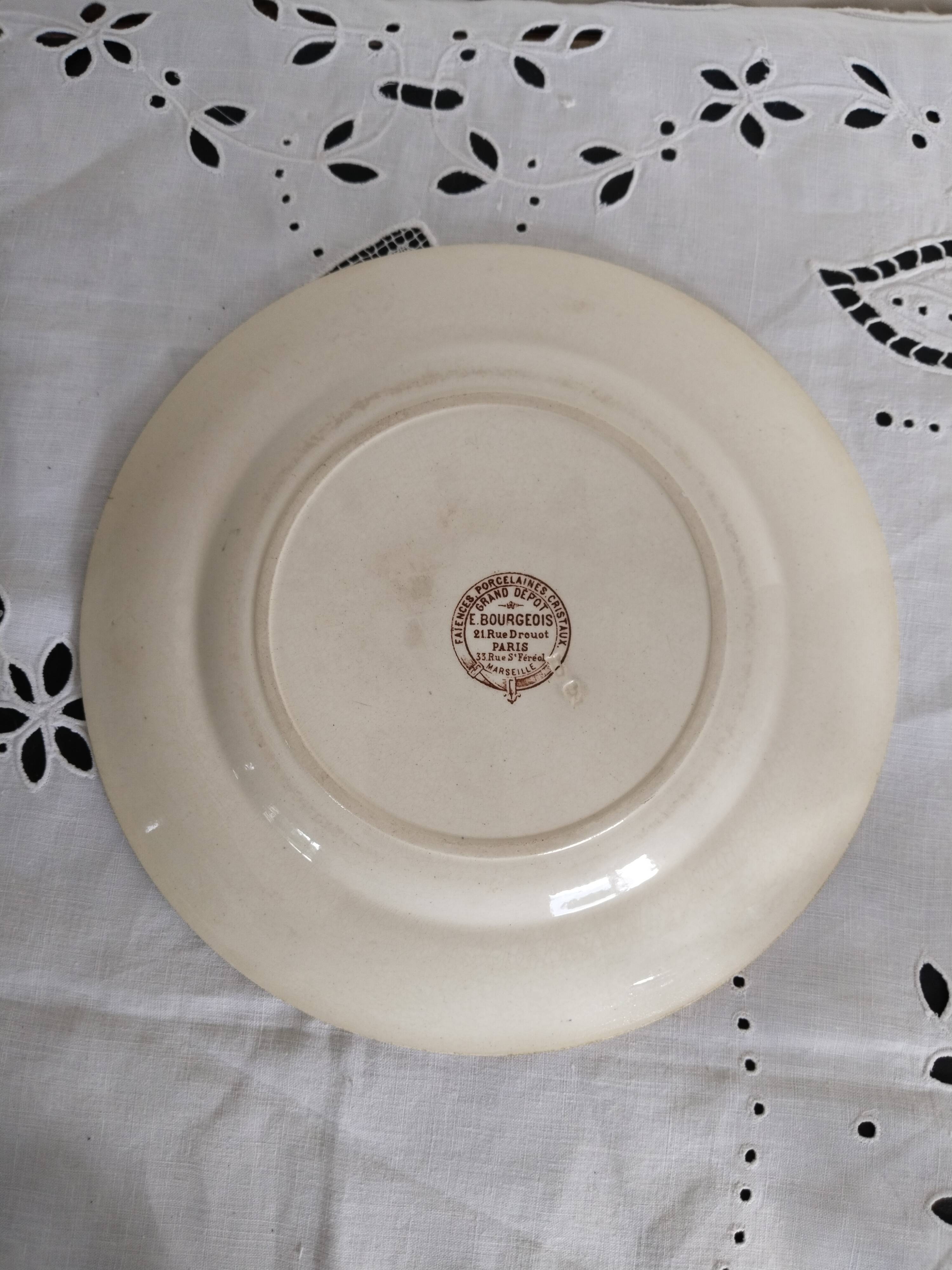 E.Bourgeois earthenware dinner plate