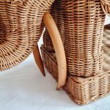 Side table or end of elephant sofa in wicker and rattan 70'