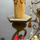 Italian 5-Light Tole Chandelier with Green & Amber Murano Glass Drops,