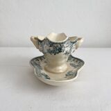 Opaque ironstone sauce boat "Bouquets of roses" from Gien