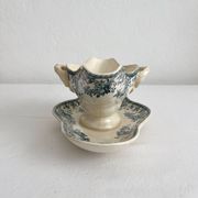 Opaque ironstone sauce boat "Bouquets de roses" from Gien