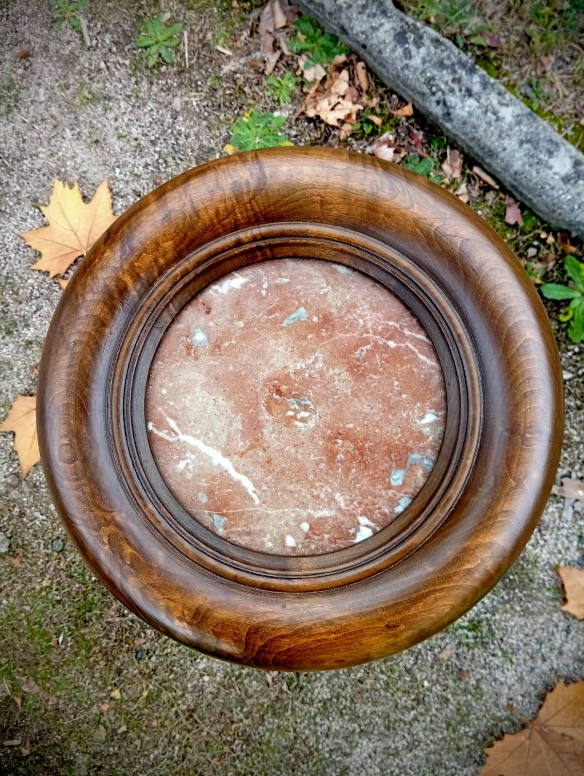 Wood and marble stool
