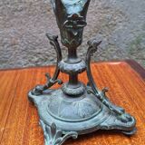 Pair of cornucopia vases in bronze and crystal, 19th century.