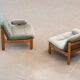 Pair of Scandinavian armchairs in teak and velvet, 1960