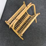 Vintage wicker paper or magazine rack