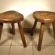 Pair of wooden tripod stools