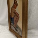 Oil painting on cardboard signed dimensions: height -42cm- width -33cm-