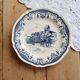 Assiette plate vintage faïence de Gien – Décor bleu romantique