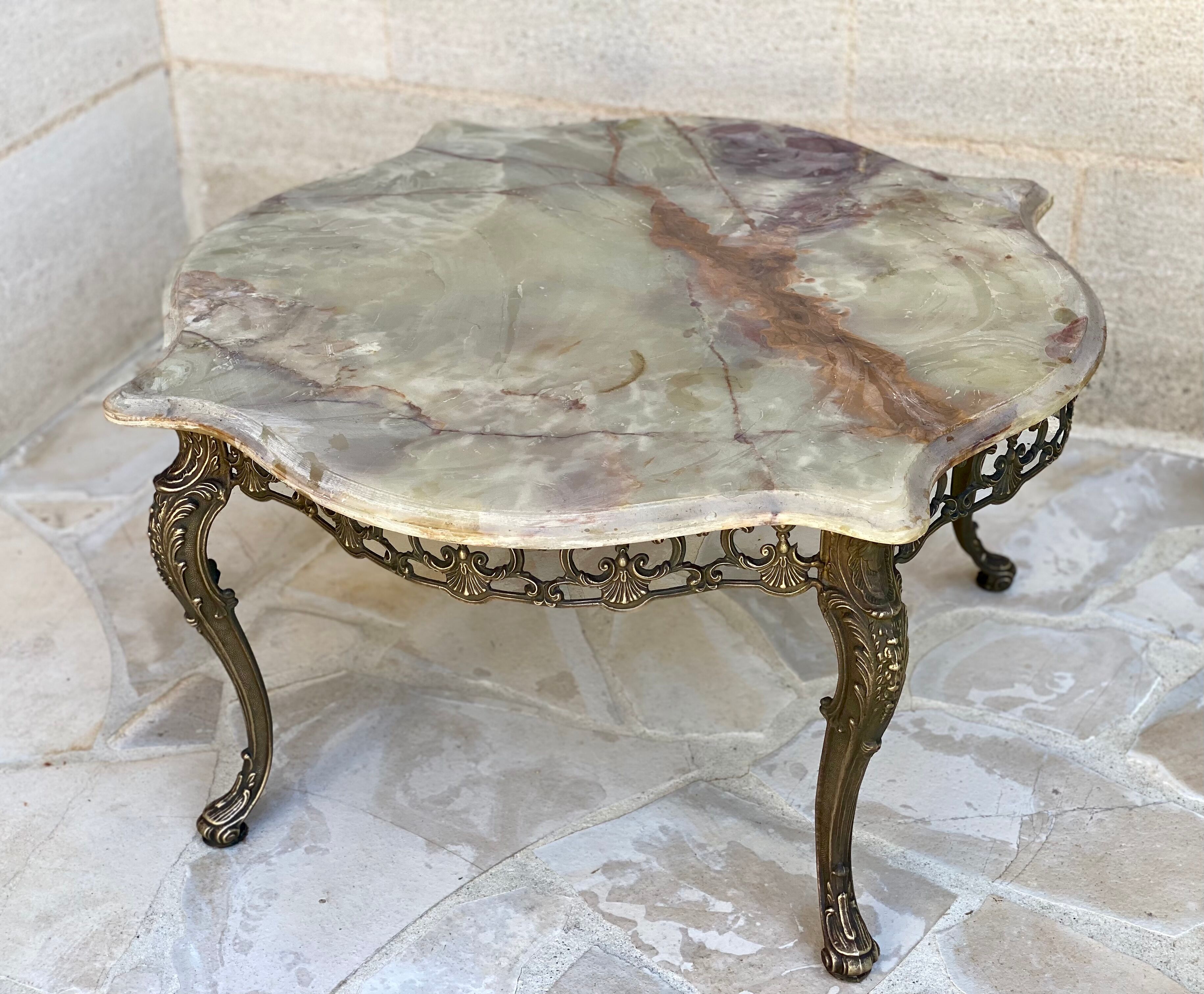 Brass and marble coffee table