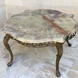 Table basse laiton et marbre