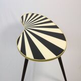 4 x side table retro, kidney shaped L, triangular high, black/white