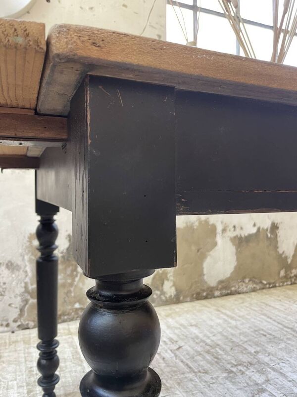 Table de ferme en pin ovale avec allonges 2m