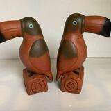 Pair of wooden zoomorphic bird bookends