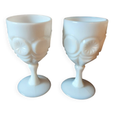 Lot de 2 verres sur pied opale