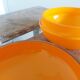 Orange glass candy box from the 70s