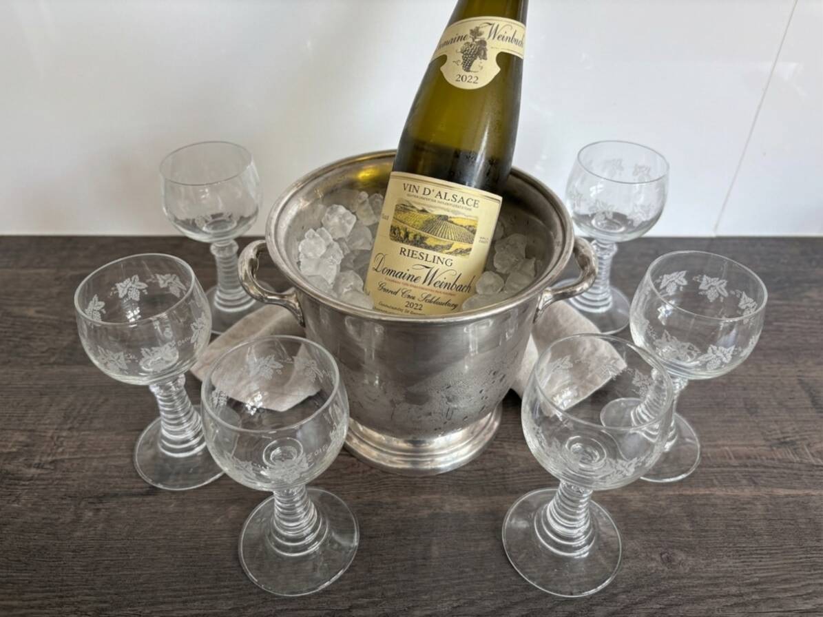 Set of 6 vintage Alsace wine glasses - Vines & Roses