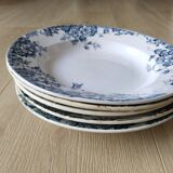 Deep plates (5) in earthenware from Saint Amand and Hamage, Terre de fer, Marie Louise model