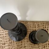 Black wooden candlesticks