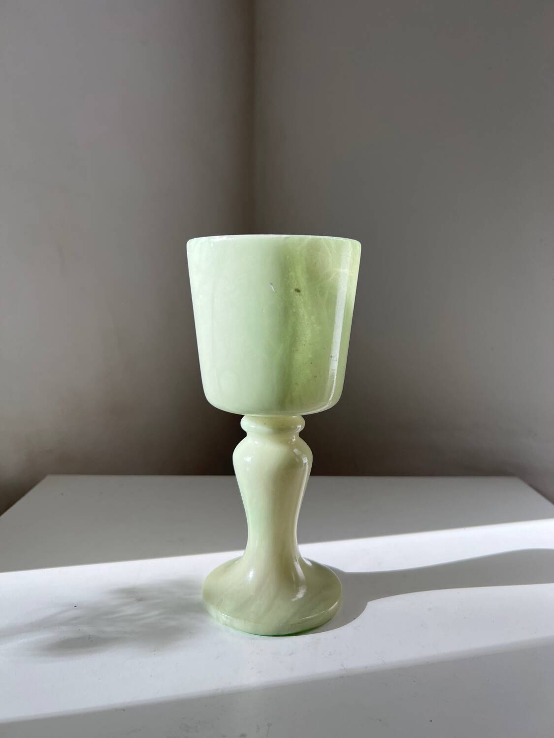 Vintage yellow onyx marble vase/candle holder