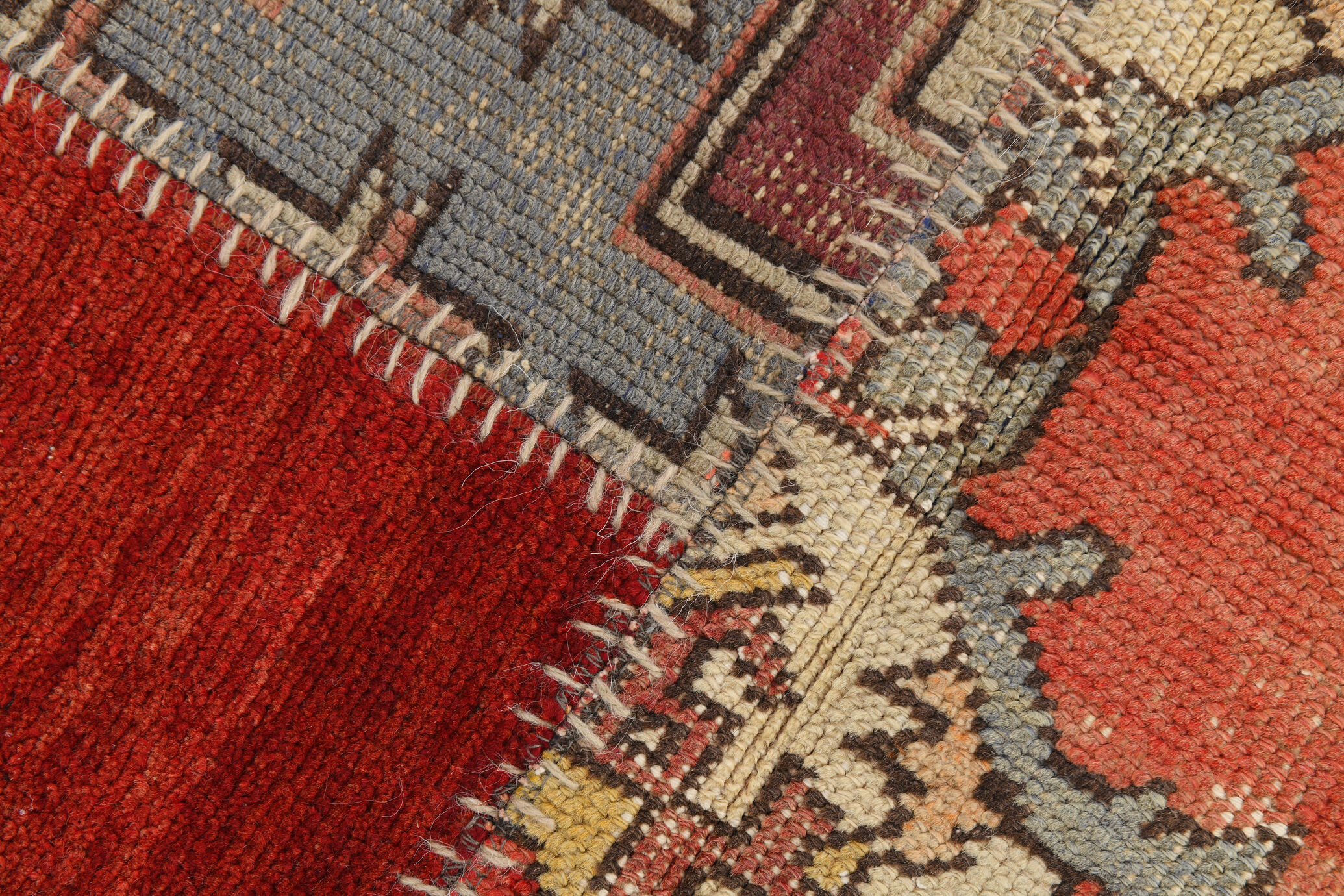 5x8 Neutral Red Beige Oushak Patchwork Rug 245x168Cm